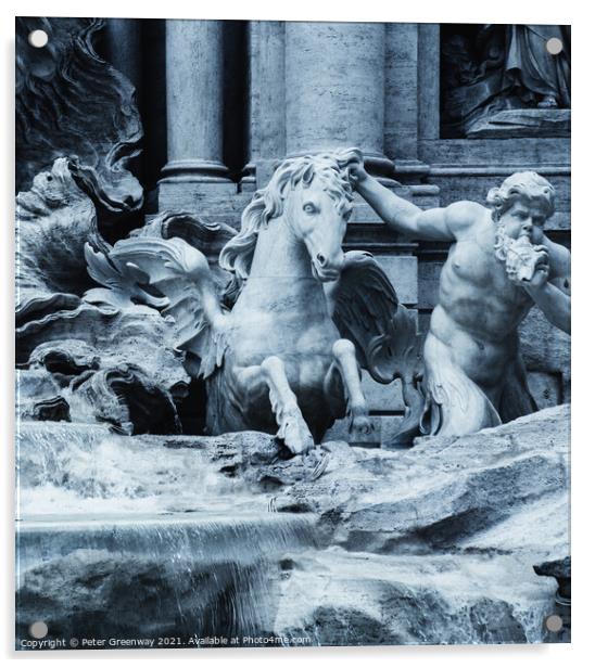 The Trevi Fountain, Rome, Italy - Cherub & Pegasus Statues Acrylic by Peter Greenway