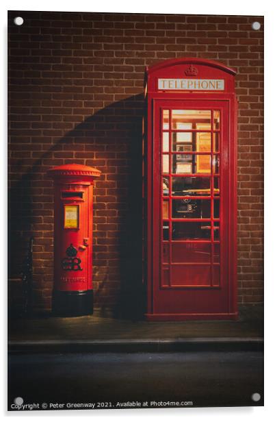 Iconic British 1940's Red Telephone & Post Box Acrylic by Peter Greenway