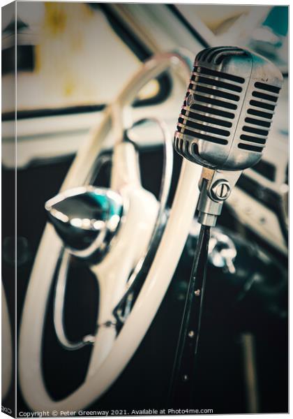 American Chevy Truck - Steering wheel & Microphone Canvas Print by Peter Greenway