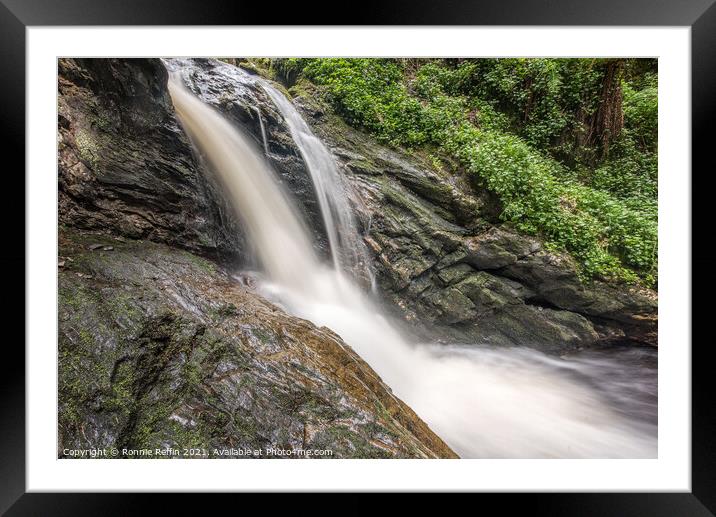 Large Pucks Glen Waterfall - Side View Framed Mounted Print by Ronnie Reffin