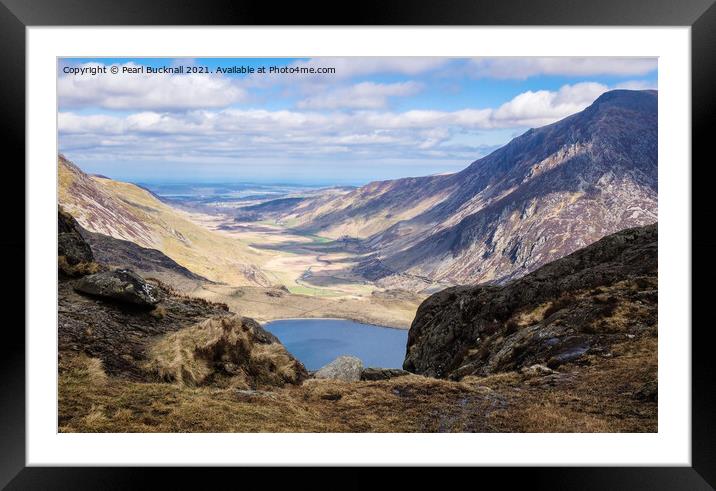 Nameless Cwm to Nant Ffrancon in Snowdonia Framed Mounted Print by Pearl Bucknall