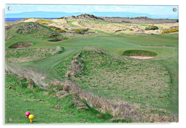 123yard Postage Stamp at Troon Acrylic by Allan Durward Photography
