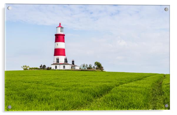 Happisburgh lighthouse on top of a hill Acrylic by Jason Wells
