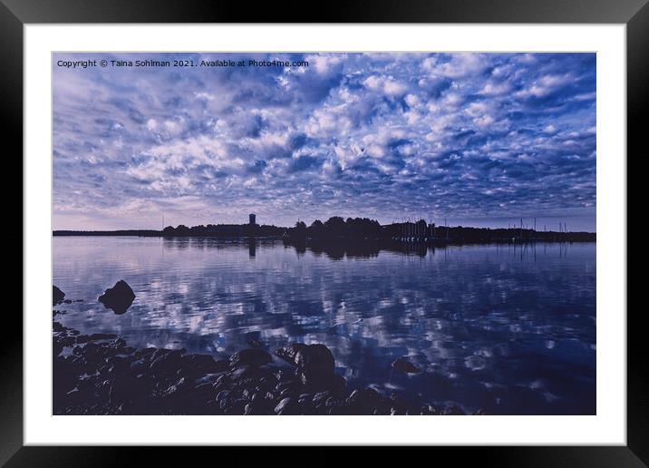 Calm Morning by the Sea in Blue Framed Mounted Print by Taina Sohlman