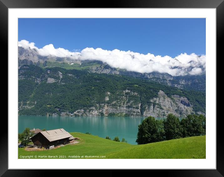 Swiss Coutryside with Lake & Alps Framed Mounted Print by Martin Baroch