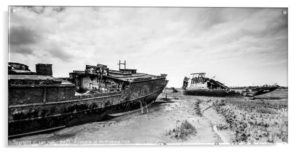 Abandoned Fleet. River Wyre Acrylic by Ian Miller