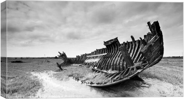 Abandoned boat on the River Wyre. UK Canvas Print by Ian Miller