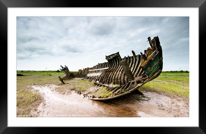 Abandoned boat on the River Wyre. UK Framed Mounted Print by Ian Miller