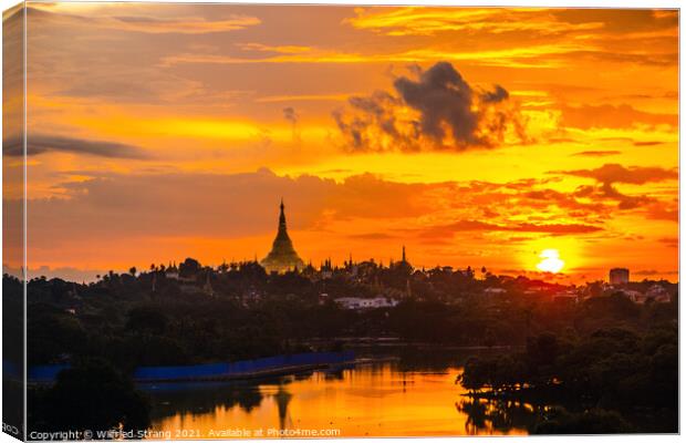 Shwedagon Pagoda in Yangon Myanmar Asia during the sunrise	 Canvas Print by Wilfried Strang