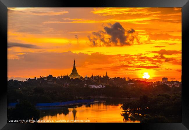 Shwedagon Pagoda in Yangon Myanmar Asia during the sunrise	 Framed Print by Wilfried Strang