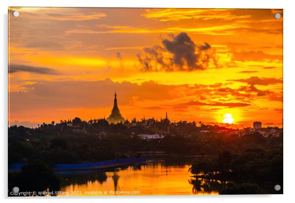 Shwedagon Pagoda in Yangon Myanmar Asia during the sunrise	 Acrylic by Wilfried Strang
