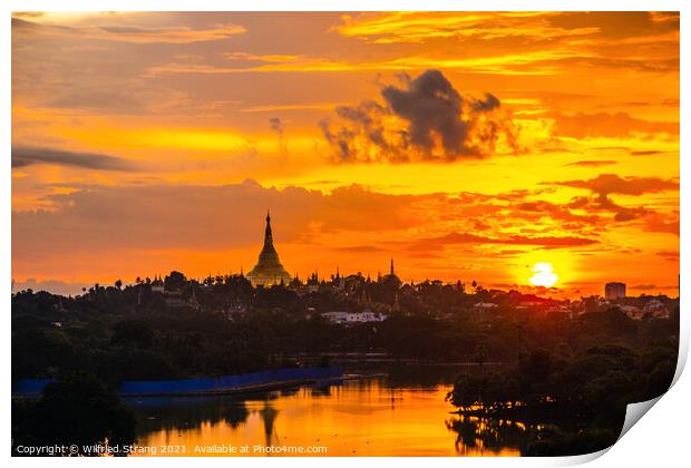 Shwedagon Pagoda in Yangon Myanmar Asia during the sunrise	 Print by Wilfried Strang