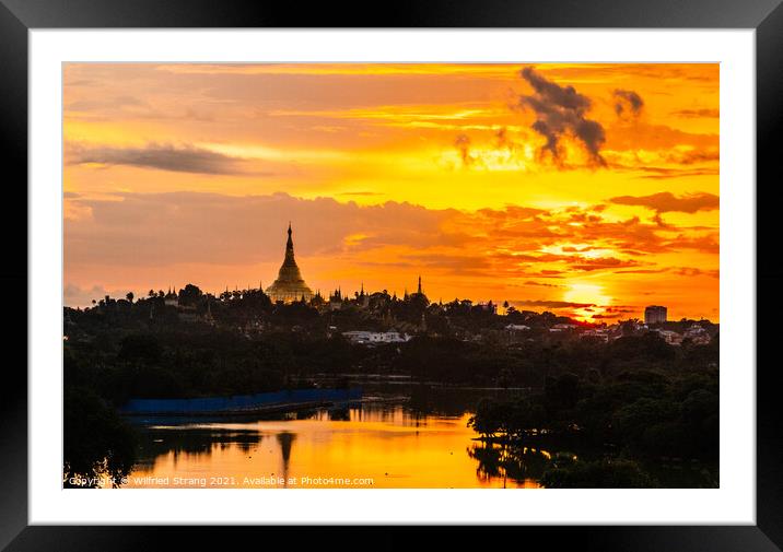 Shwedagon Pagoda in Yangon Myanmar Asia during the sunrise	 Framed Mounted Print by Wilfried Strang