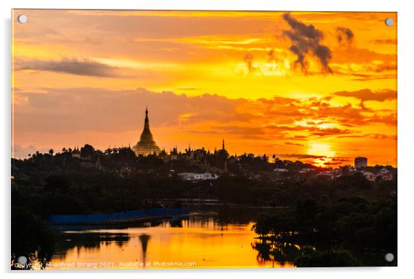 Shwedagon Pagoda in Yangon Myanmar Asia during the sunrise	 Acrylic by Wilfried Strang