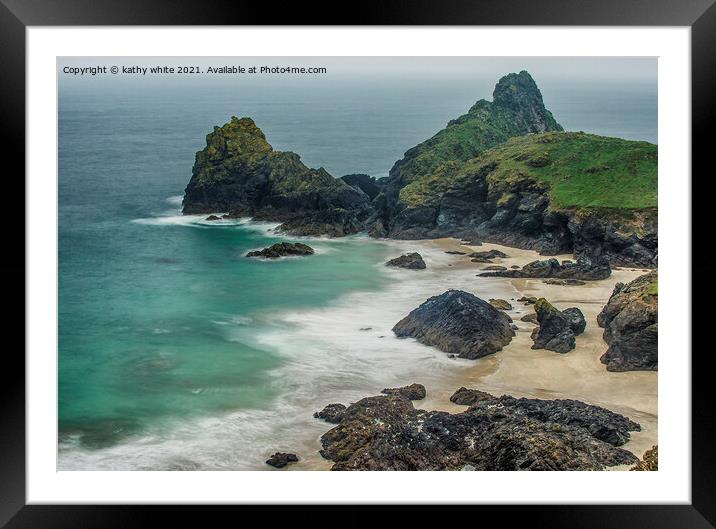 Kynance Cove Cornwall england Framed Mounted Print by kathy white