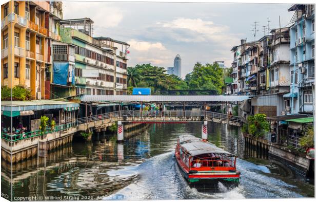 through the canal or klong of Bangkok Thailand Southeast Asia	 Canvas Print by Wilfried Strang