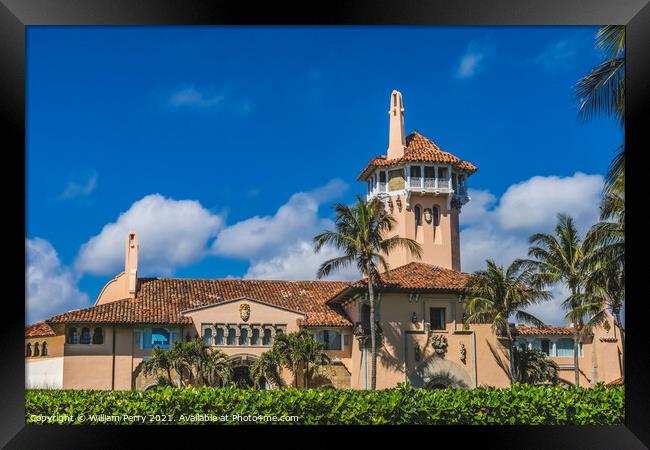 Mar-A-Lago Trump's House Palm Beach Florida Framed Print by William Perry