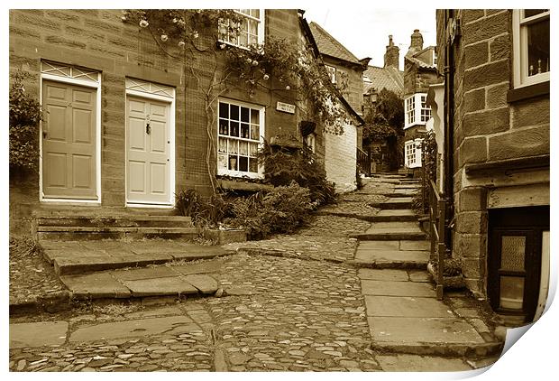 A Little Street in Robin Hoods Bay Print by graham young