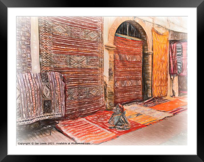Carpets For Sale  In Essaouira Framed Mounted Print by Ian Lewis