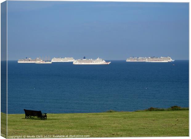 Majestic Cruise Liners in Weymouth Bay Canvas Print by Nicola Clark
