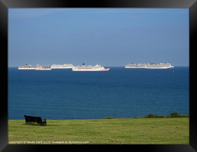 Majestic Cruise Liners in Weymouth Bay Framed Print by Nicola Clark
