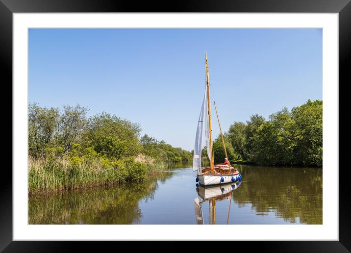 Sail boat on the Norfolk Broads Framed Mounted Print by Jason Wells