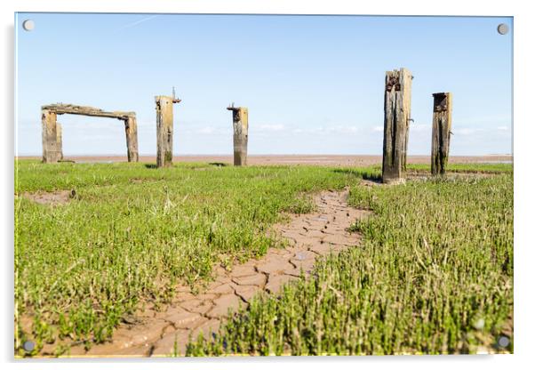 Remains of the jetty at Snettisham beach Acrylic by Jason Wells