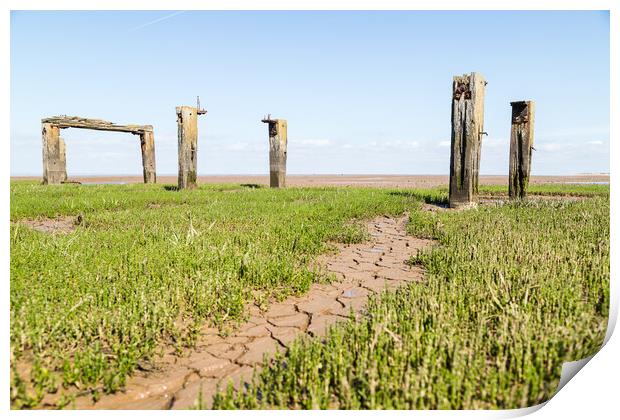 Remains of the jetty at Snettisham beach Print by Jason Wells