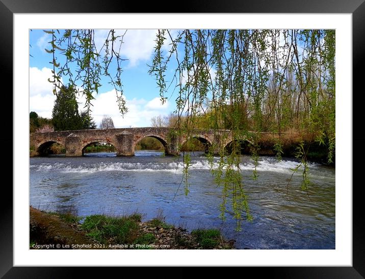 Bickleigh Bridge  Framed Mounted Print by Les Schofield