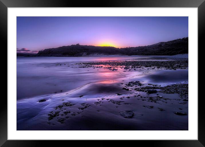 Blue hour at Three Clffs Bay Framed Mounted Print by Leighton Collins