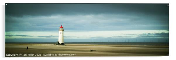 Lighthouse and Man Acrylic by Ian Miller