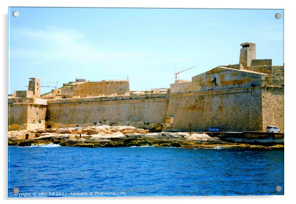 St. Elmo fort at Valletta, Malta. Acrylic by john hill