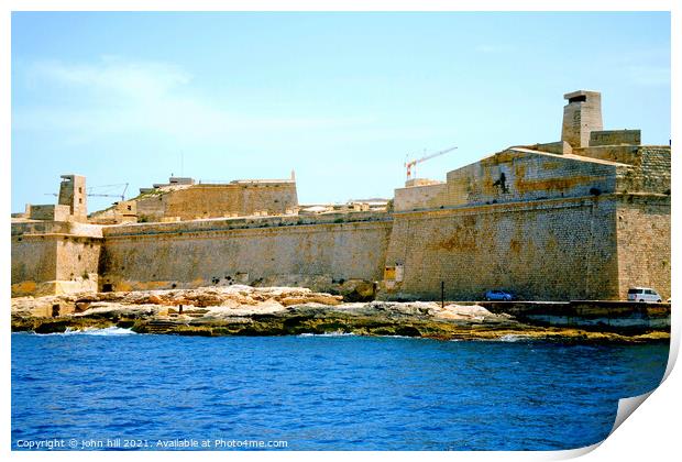 St. Elmo fort at Valletta, Malta. Print by john hill