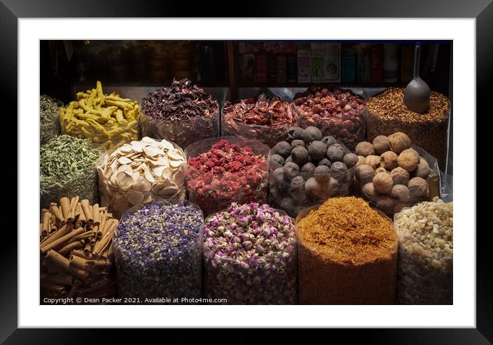 Spices from the famous Dubai Spice Souk Framed Mounted Print by Dean Packer