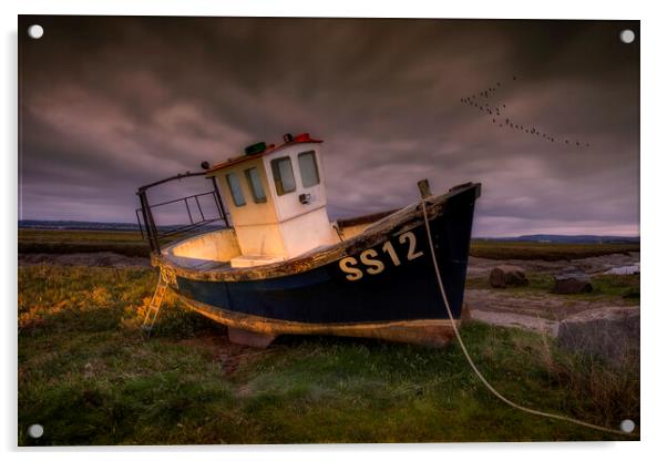 Penclawdd fishing boat Acrylic by Leighton Collins