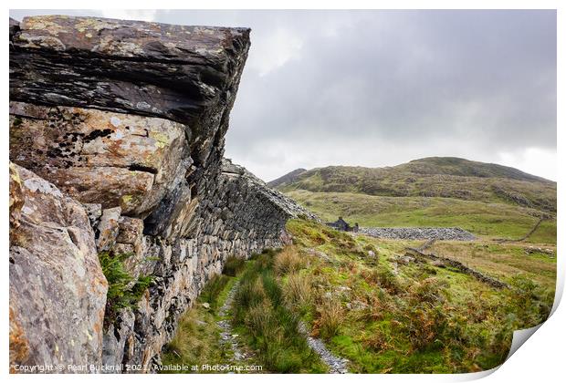 Overhanging Wall in Cwmystradllyn Snowdonia Print by Pearl Bucknall