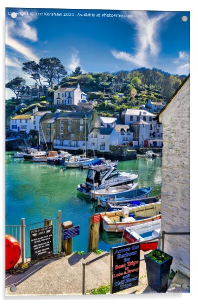 "Enchanting Polperro: A Captivating Maritime Haven Acrylic by Lee Kershaw