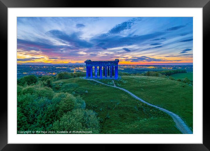 Penshaw Monument bathed in Blue Framed Mounted Print by Phil Page