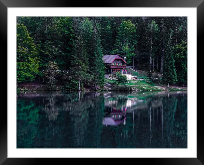  Scenery Lake house in Fusine, Italy. Framed Mounted Print by Maggie Bajada