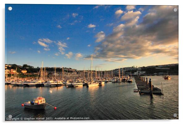 Evening Sun Brixham Marina Acrylic by Stephen Hamer