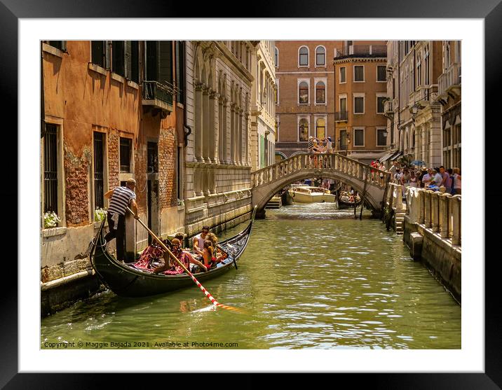 View of  beautiful Venice canals, Italy.  Framed Mounted Print by Maggie Bajada