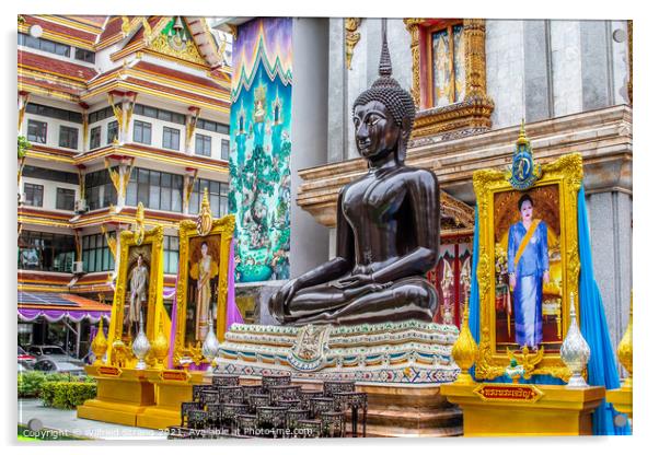 Black sitting Buddha Statue in Bangkok Thailand Acrylic by Wilfried Strang