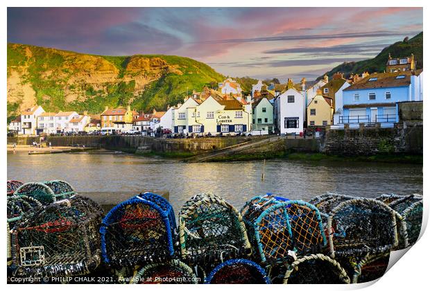 Late summers evening at Staithes 549 Print by PHILIP CHALK