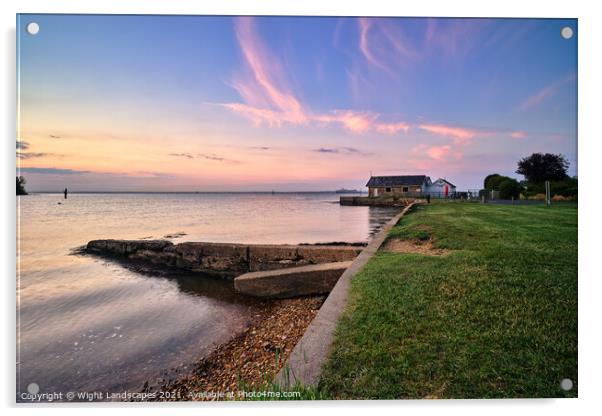 Fishbourne Green Sunset Acrylic by Wight Landscapes