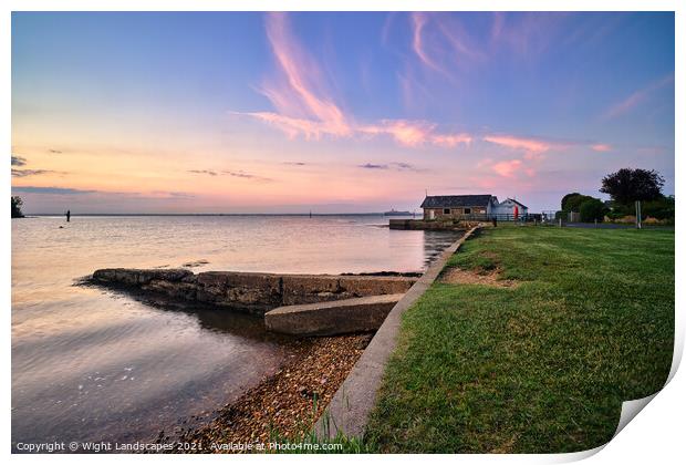 Fishbourne Green Sunset Print by Wight Landscapes