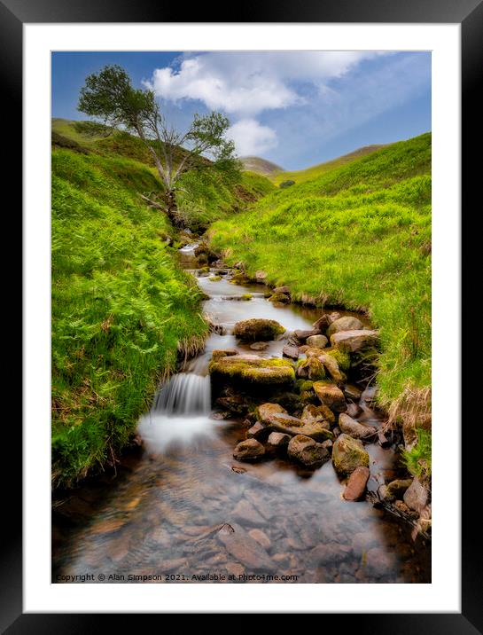 Babbling Brook Framed Mounted Print by Alan Simpson