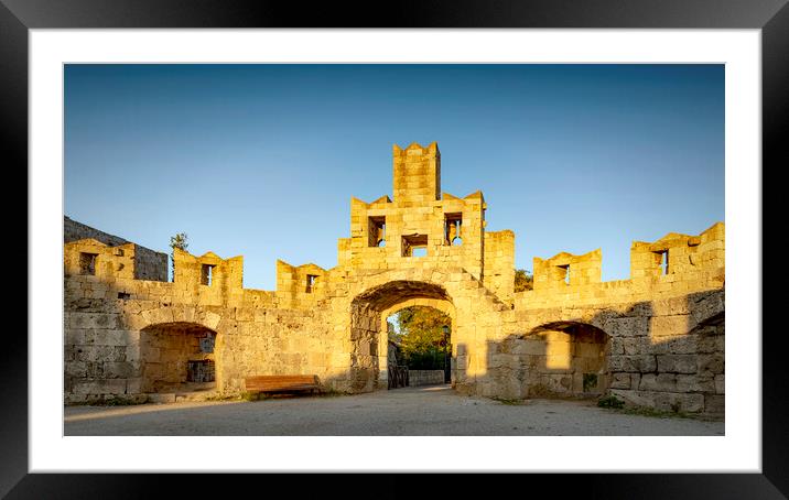 Rhodes Saint Pauls Gate Panorama Framed Mounted Print by Antony McAulay