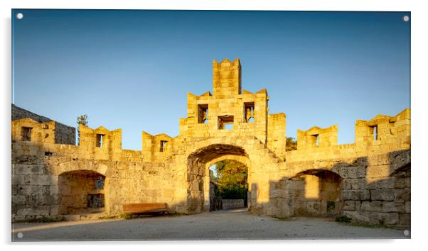 Rhodes Saint Pauls Gate Panorama Acrylic by Antony McAulay