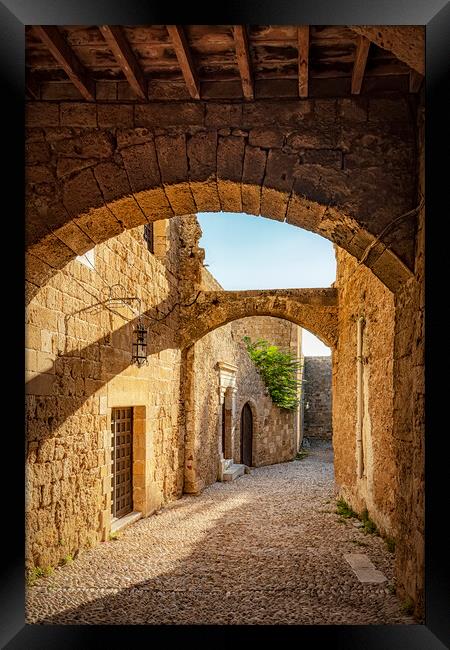 Rhodes Street of the Knights Alley Framed Print by Antony McAulay