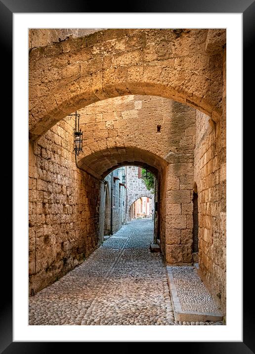 Rhodes Street of the Knights Alleyway Framed Mounted Print by Antony McAulay